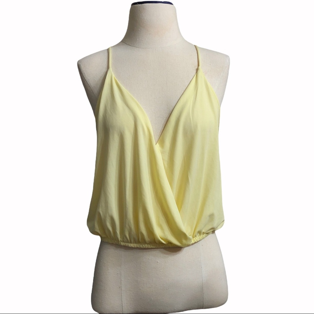 ARDENE Yellow Surplice Racerback Crop Top Sz L